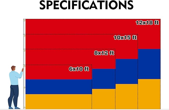Armenia Extra Large Flag 6x10FT Giant Armenian National Polyester Flag With 3 Grommets For Patriotic Armenian Themed Festival Events Party Decoration (Armenia, 6x10FT)