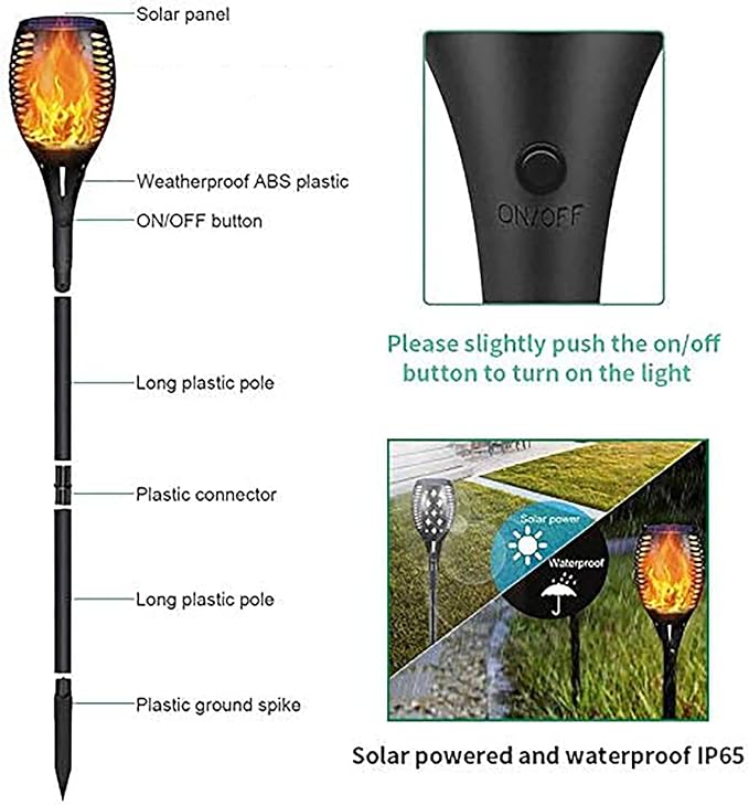 YoungPower Solar Torch Lights, Waterproof Flickering Flames Solar Lights Outdoor Landscape Decoration Lighting Dusk to Dawn Auto On/Off Security Light for Garden Patio Deck Yard Driveway,1Pack