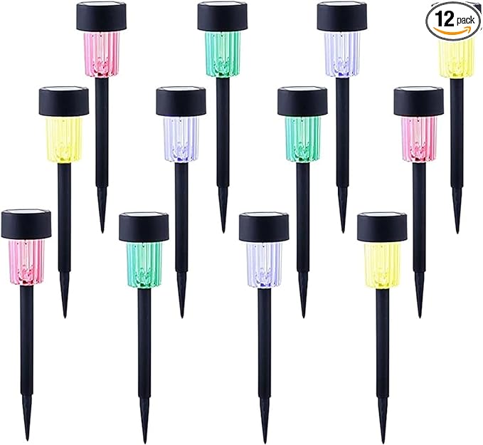 MAGGIFT 12 Pcs Solar Pathway Lights Solar Powered Lights, Outdoor Change Color Automatically Solar Landscape Lights for Lawn, Patio, Yard, Walkway, Deck, Driveway and Garden, RGB Color Changing