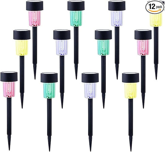 MAGGIFT 12 Pcs Solar Pathway Lights Solar Powered Lights, Outdoor Change Color Automatically Solar Landscape Lights for Lawn, Patio, Yard, Walkway, Deck, Driveway and Garden, RGB Color Changing