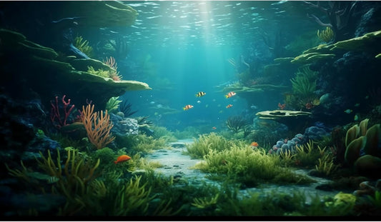 Ocean Floor Fish Tank Background Under The Sea Coral Reef Aquarium Background Underwater Aquatic Plants Corals Rock Cave Terrarium Backgrounds Tropical Fish Ocean Aquarium Backgrounds Decors 36x20in