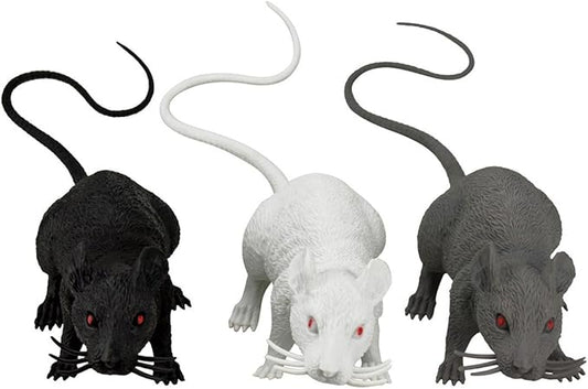 XONOR Halloween DÃcor Set of 3 Realistic Looking Spooky Mice Rats, Super Large Plastic Mouce for Best Halloween Decoration, 3 Colors (White & Black & Grey)