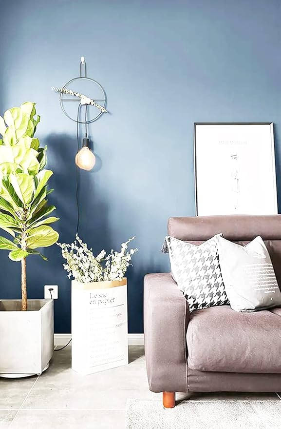 Dimoon 236''x17.7'' Blue Peel and Stick Wallpaper Contact Paper Modern Self Adhesive Wall Paper Removable Renter Friendly Textured Solid Color Shelf Cabinet Vinyl Roll (236''x17.7'',Light Grey Blue)