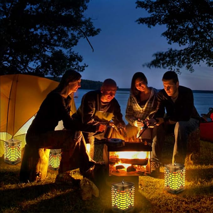 EOYIZW Solar Lanterns, 99LEDs Dancing Flickering Flame Lights, IP65 Waterproof, Purple, 3.5" H x 3.5" W x 3.5" D