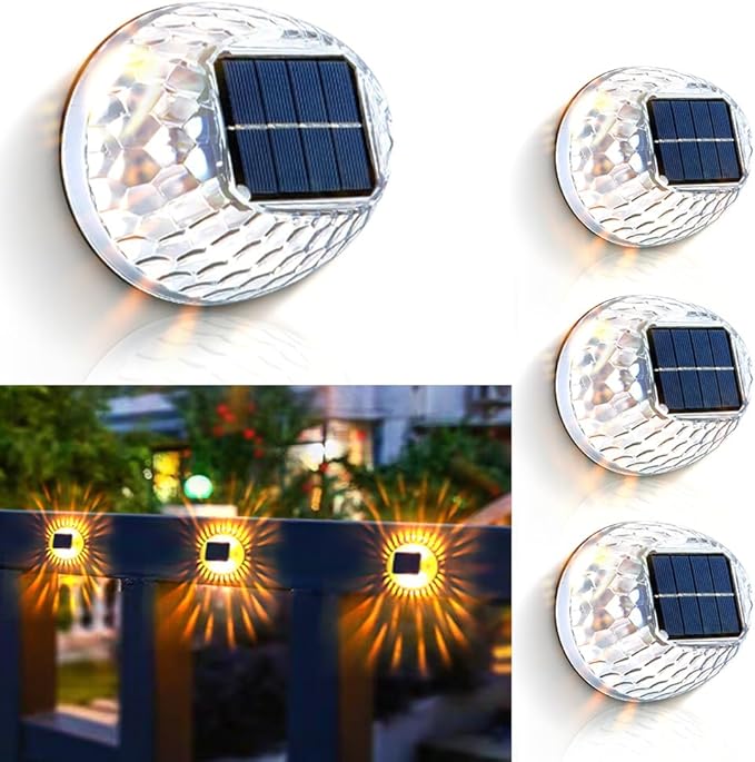Solar Lights Decor Outdoor, Led Atmosphere Lights IPX4 Waterproof Lamp for Outdoor Wall, Stairs, Step, Fence, Yard, Patio, and Pathway (4 Pack)