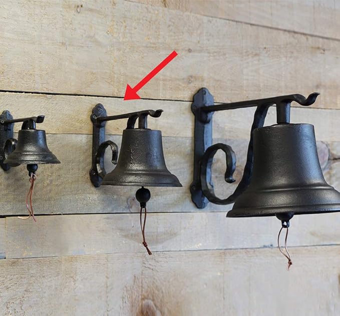 NACH Rustic Cast Iron Doorbell, Medium Door Bells for Homes, Classic Dinner Bell, Black Doorbell, 12.2 x 7.7 x 8.3 Inches, JS-90-096