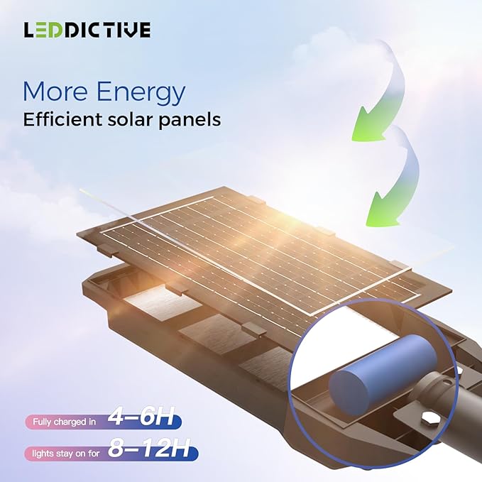 Solar Street Light Outdoor, 6500K Dusk to Down Motion Sensor, LED Solar Powered Street Lamp Outdoor with Remote Control for Parking lot