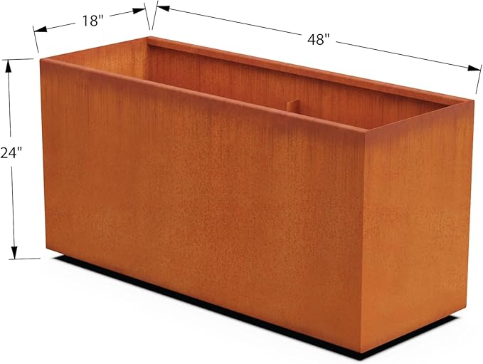 Extra Large Outdoor Planter – 48x24 Inch Tall Corten Steel Planter Box | Heavy Duty Metal for Privacy Screening & Patios | Made in USA, Fully Assembled