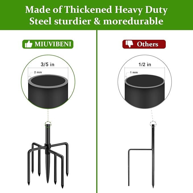 Shepherds Hooks for Outdoor with 7 Base Prongs, 72 Inches Heavy Duty Garden Bird Feeder Pole for Hanging Lantern, Plant Baskets, Solar Light Lanterns, Outdoor Plant Hanger Hook,1 Pack
