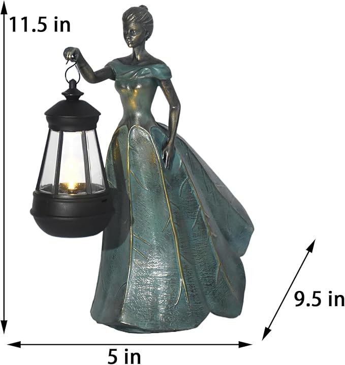 Fairy Garden Statue Solar Garden Decor Resin Statue with Lights for Yard Lawn Decorations Outdoor Patio Gardening Gifts for Women 5.5 * 9.5 * 11.5 Inch
