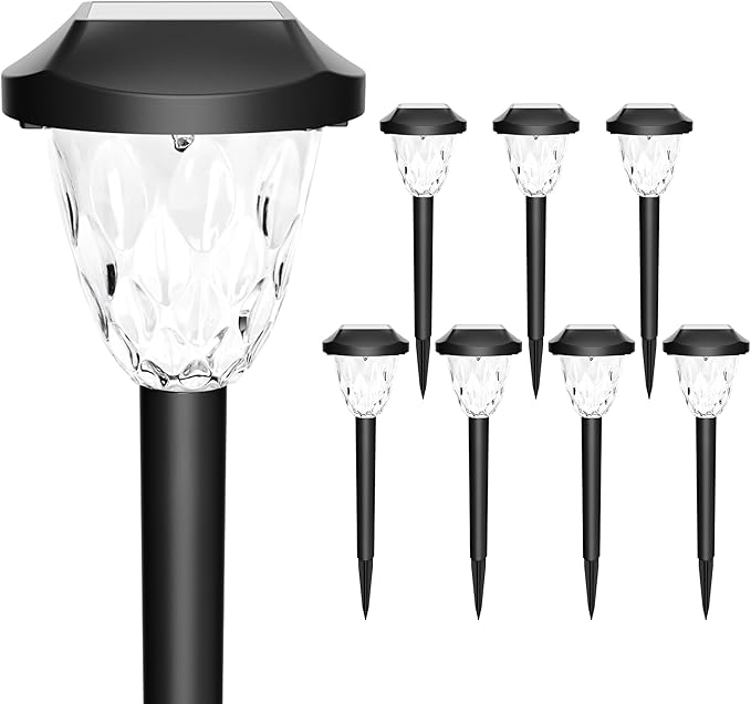 Solar Outdoor Lights Waterproof,Solar Pathway Lights Outdoor with Great Pattern, Auto On/Off Garden Decor for Outside Garden Walkway Driveway Pathway(8 Pack)