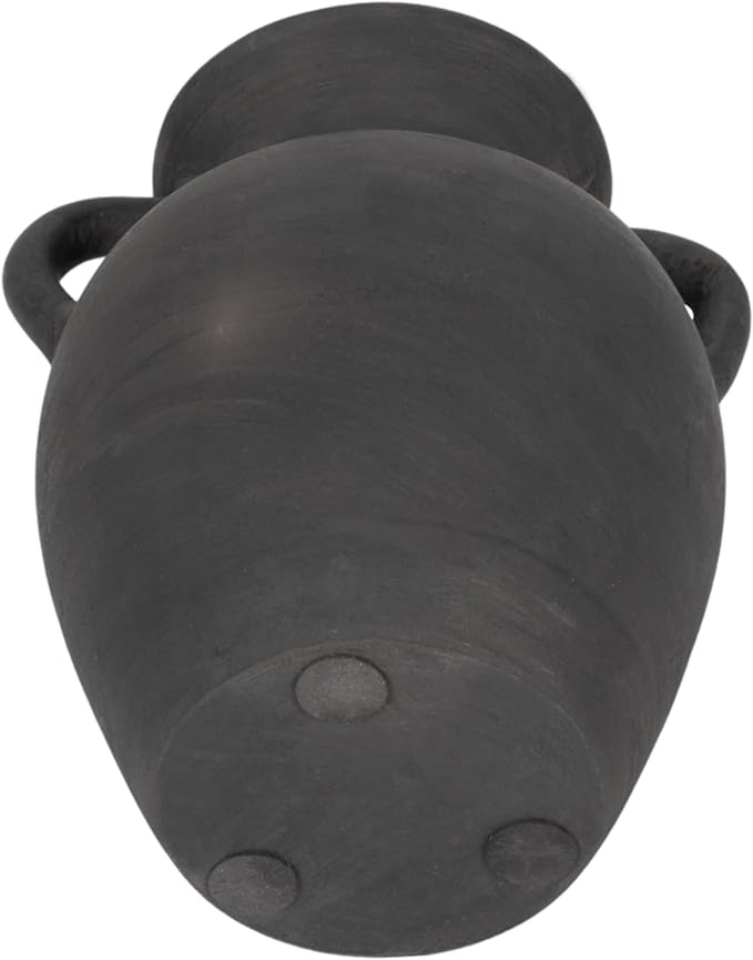 Sagebrook Home Black Boho Terracotta Vase - Amphora-Style Decorative Flower Holder for Home, Office & Living Room - 9" Black