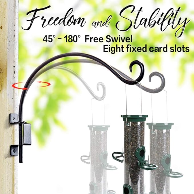 AJART Bird Feeder Hanger of Swivel Hanging Plant Bracket for Outdoor(Black) More Suitable for Outside birdhouses Plant Hooks (12"-2PCs)