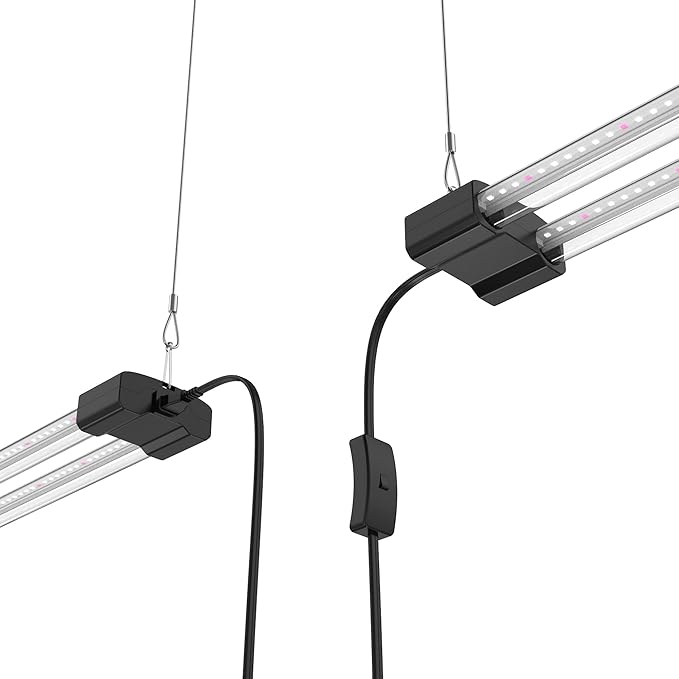 BoostGro LED Grow Light Full Spectrum 5000K Daylight + 660nm Red Linkable Indoor Plant Lighting Fixture Tubes (4 FT, Black)