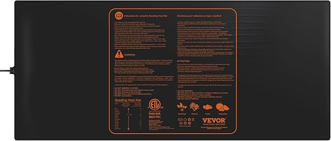 VEVOR 1 Pack Seedling Heat Mat 48"x 20.75", MET-Certified Warm Hydroponic Plant Heating Pad for Seed Starting, Waterproof Heating Mats for Germination, Indoor Gardening, Greenhouse