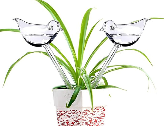 Glass Plant Watering Globes, Self Watering Globes Bird Shape, Self Watering Planter Insert, Plant Watering Devices, Automatic Plant Waterer Indoor, Watering Bulbs, 2 Pack