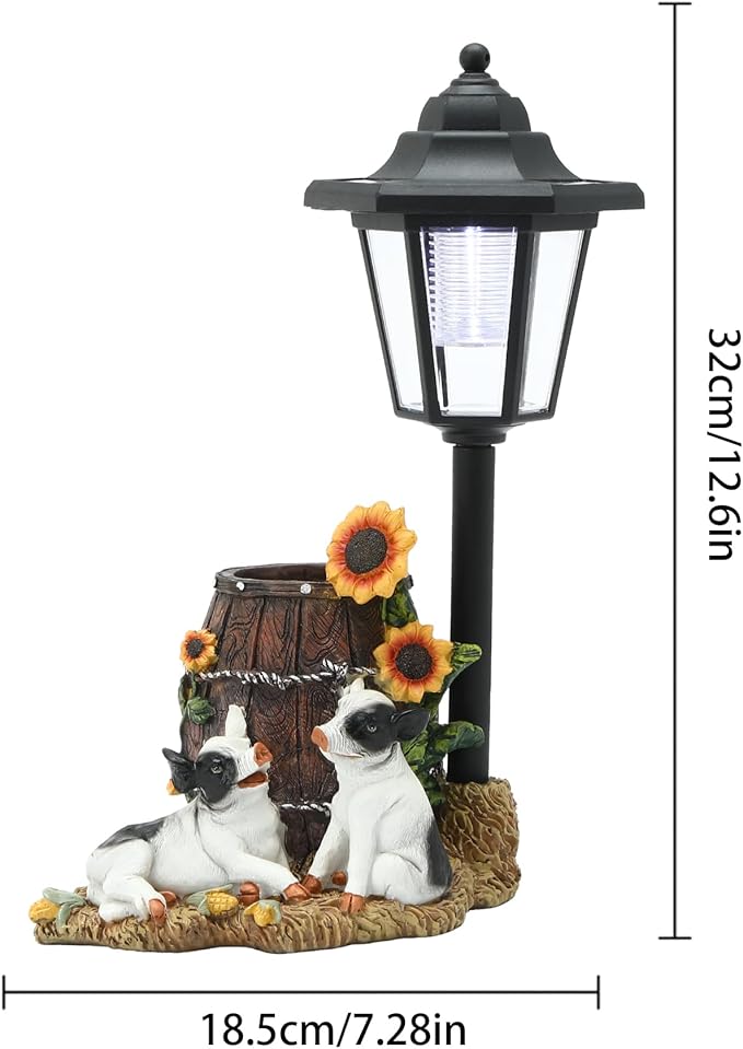 Solar Garden Outdoor Decor Statues Couple Pigs on Date with Light,Outside-Outdoor Decorations Sculptures for Patio Yard Lawn Walkway Ornaments Clearance Gifts for Mom Grandma Birthday