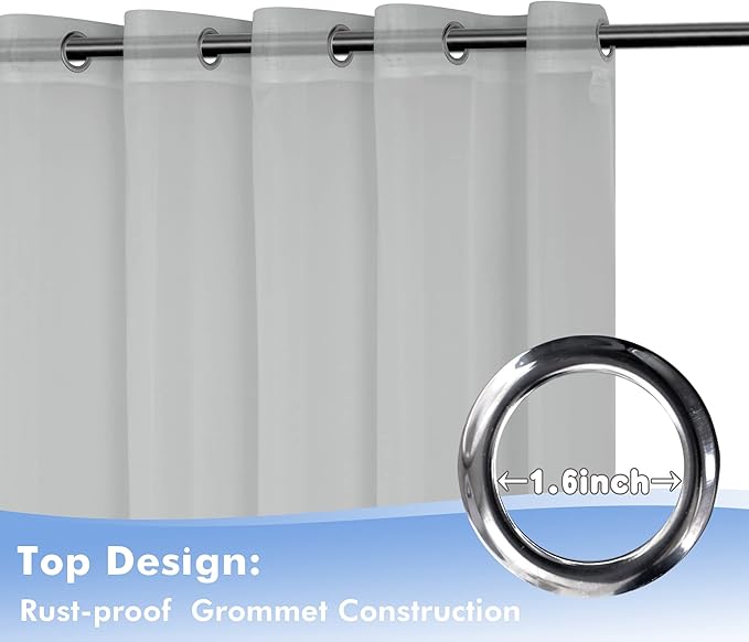 HolidayIdeas Outdoor Sheer Curtains for Patio Waterproof, 4 Panels - 54 x 84 Inch - Cloud Grey Light Filtering Voile Outside Curtains Grommet Drapes for Front Porch, Gazebo, Pergola, Backyard