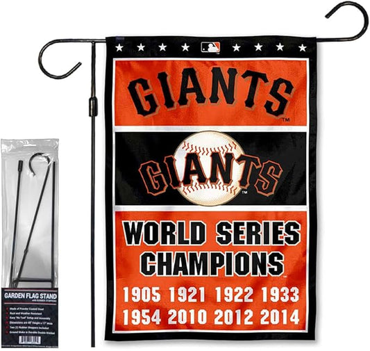 WinCraft Giants 8 Time Champions Garden Flag with Stand Holder Flagpole