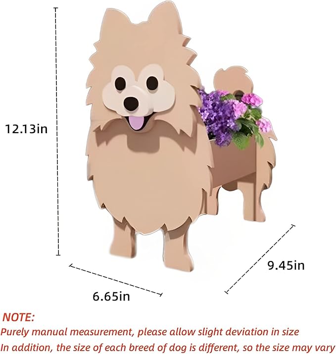 Brown Pomeranian Dog Planter Plant Pots,Cute Garden Dog Flower Planter,Dog Planters Birthday Gifts for Women,Office,Indoor/Outdoor Decor（9.45 * 6.65 * 12.13in）
