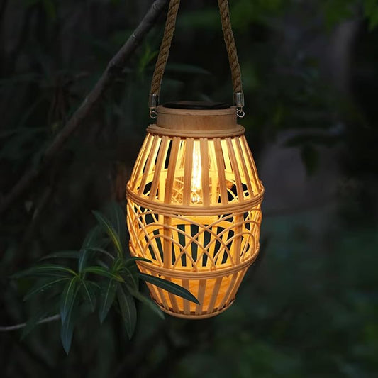 Solar Lamps Outdoor Bamboo,Rattan Hanging Solar Lights Waterproof,Solar Lanterns Decorative for Garden,Yard,Patio,Porch,Trees,Lawn,Pathway