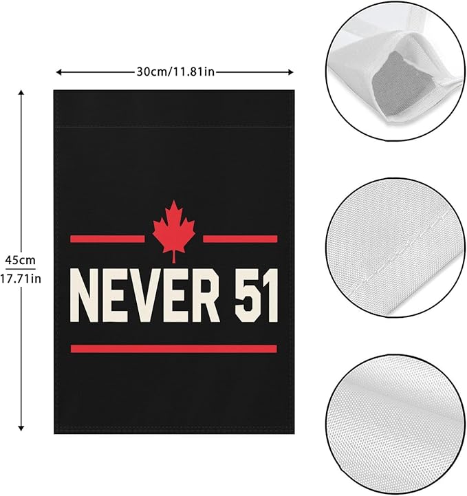 Never 51st State Canada Flag Vintage Garden Flags 12x18 Double Sided Funny Decorative Banner for Patio