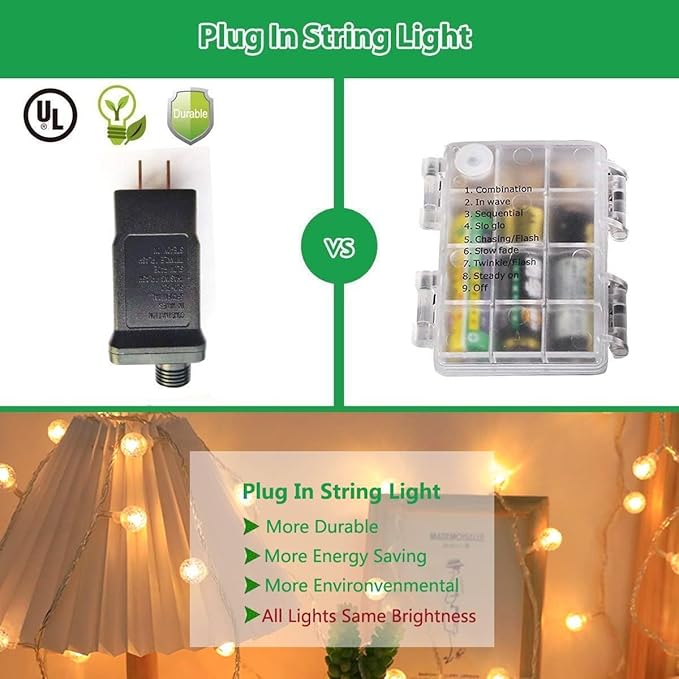 Globe String Lights 65.6 Feet 150 LED, Plug in Crystal Fairy String Lights with Remote Timer, 11 Modes Indoor Outdoor Hanging Globe Lights for Wedding Bedroom Classroom Patio Garden