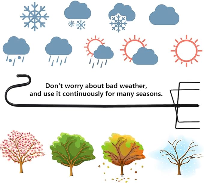 Shepherd Hook for Outdoor with 5 Prong Base, 2PCS 48IN Inches Garden Bird Feeder Pole for Hanging Bird Feeder, Plant Baskets, Solar Light Lanterns, Outdoor Plant Hanger Hook