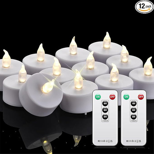 Tea Light Candles with Remote Control,50pack Flickering Flameless LED Candle,Long Lasting 400+Hours,Battery Operated with Timer for Home Decoration Seasonal &Festival Celebration WarmWhite