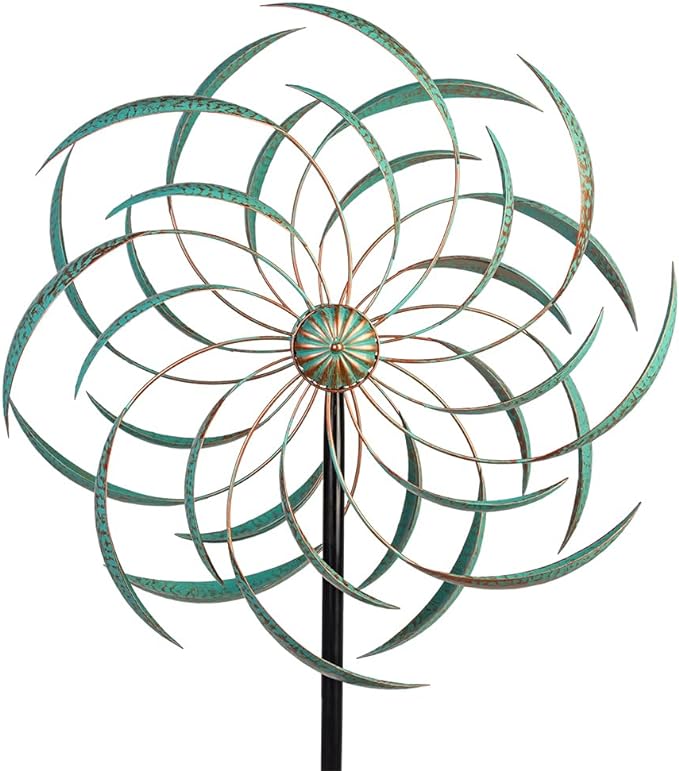 VEWOGARDEN Large Wind Spinners for Yard and Garden, Waterproof Metal Doubles Wind Spinners Outdoor Decor, Wind Sculptures & Spinners with Stakes (23" W * 80" H)