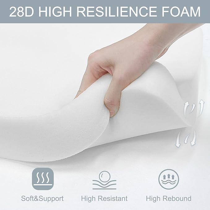 LVTXIII Patio Chair Cushions 19"x19"x3", Water-Repellent Outdoor Seat Cushions for Patio Furniture, Square Chair Pads with Ties for Home Garden Decoration, Set of 2, Light Grey