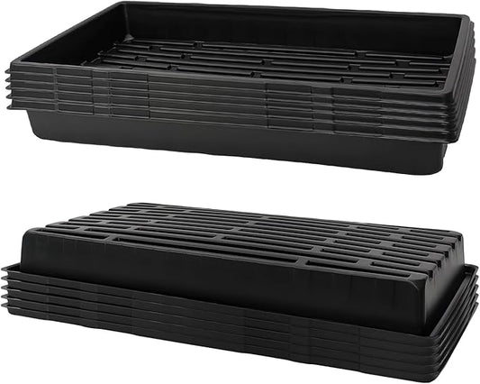 Plant Growing Nursery, Standard 1020 Trays Plastic Seeds Starter Trays Sturdy Self Seedling Tray for Microgreens Indoor Nursery Pots (10-Pack, 21.6"×11.2", 2.52" Deep, no Holes)