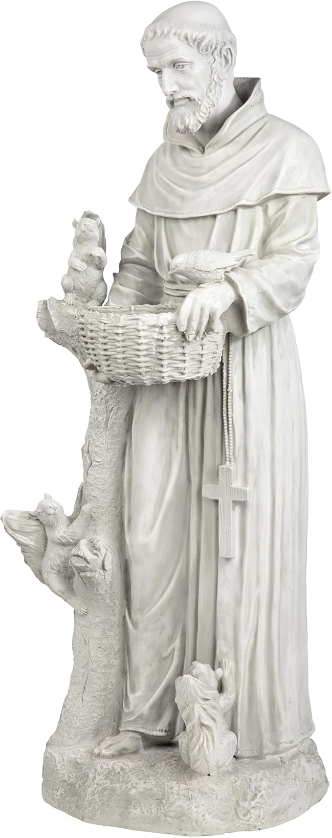 Design Toscano Nature's Nurturer Francis Assisi Religious Garden Decor Statue Bird Bath Feeder, Large, 37 inch, Cast Stone Resin, Antique Stone Finish