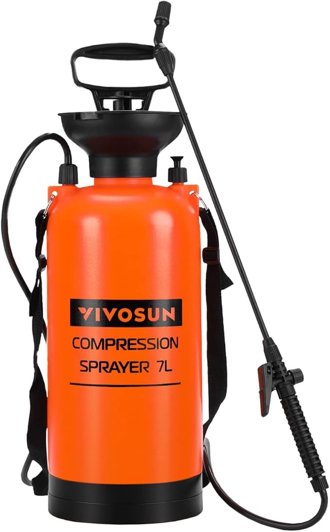 VIVOSUN 1.85-Gallon Pump Pressure Sprayer, Pressurized Lawn & Garden Water Spray Bottle with Adjustable Shoulder Strap, for Spraying Plants, Garden Watering and Household Cleaning