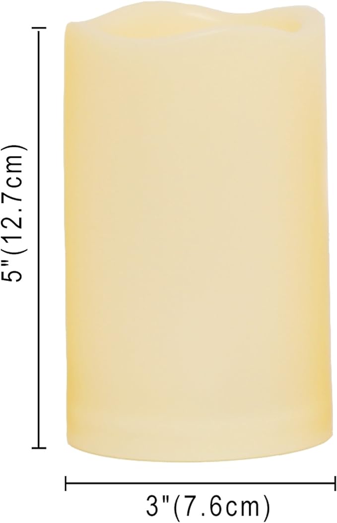 CANDLE CHOICE Waterproof Outdoor Battery Operated Flameless Candles with Remote Timer Plastic Flickering Fake Electric LED Pillars for Lantern Garden Wedding Christmas Decorations 3x5 Inches 2 PCS