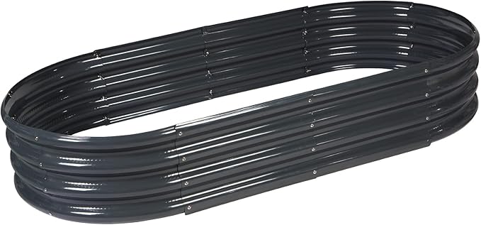 Raised Garden Bed Galvanized Planter Box Outdoor, Rot-Resistant Metal Garden Bed Planter for Vegetables Flower Herb (6.5ft, Grey)