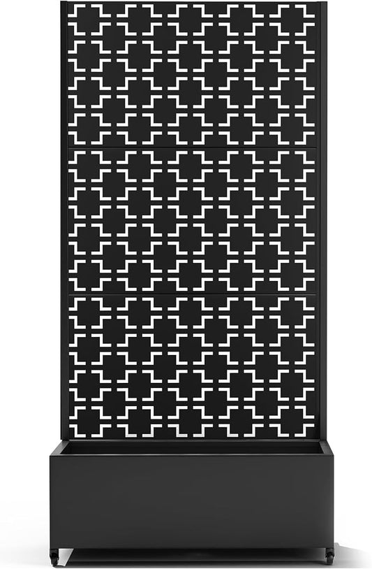 Raised Garden Bed with Trellis and Wheels,73"x35"x16" Metal Raised Garden Bed,Black Squared Metal Planter with Climbing Trellis for Vines & Vegetables