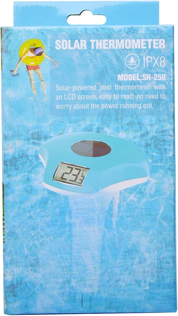 BALDR Pool Thermometer Floating Easy Read, IPX8 Waterproof, Solar Powered Digital Pool Thermometer with LCD Screen,Suitable for Swimming Pool/Hot Tub/Hot Spring/Aquarium (Blue)