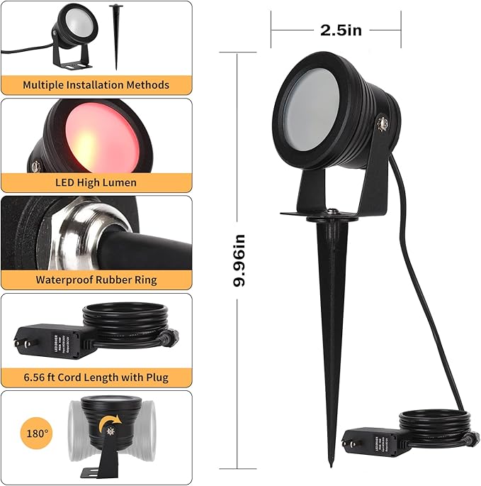 Halloween Outdoor Spotlights, 2 in 1 Smart 15W Color Changing Landscape Lights RGB Landscape Lighting Waterproof Spot Lights Outdoor for Yard Garden Patio Lawn Decoration, 2Pack