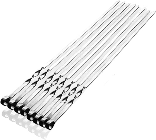 BBQ Shish Kabob Skewers, Kebab Skewers 17.7" Stainless Steel Reusable Flat BBQ Sticks for Meat Chicken Shrimp and Vegetable(8-Pack)