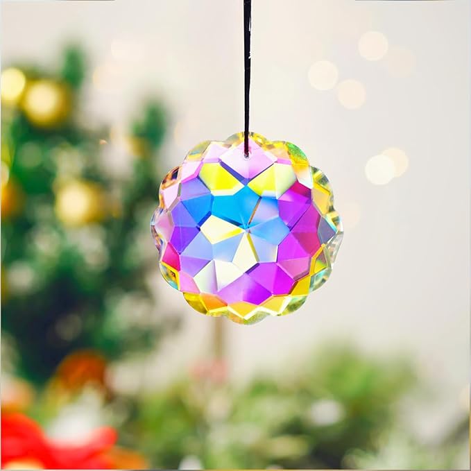 4PCS Colorful Crystal Prism Suncatcher Hanging Crystal Ornament for Window Sun Catchers Feng Shui Decor for Indoor Outdoor Home Garden Decoration