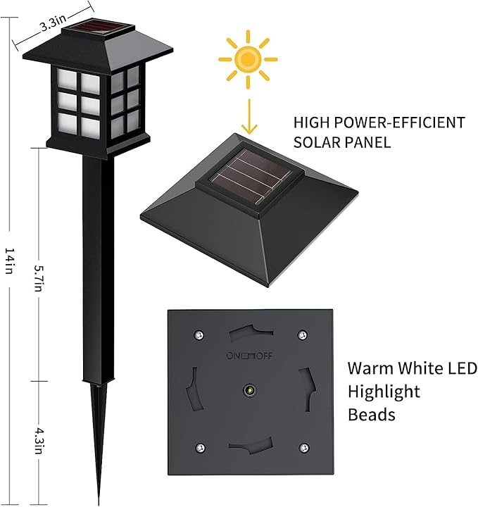 Solar Garden Outdoor Lights 12 Pack,Outdoor Landscape Lights Solar Waterproof Garden LED Lights for Pathway Patio Driveway Walkway Porch, Auto On/Off (Warm Light)