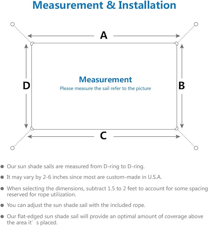 Eden's Decor Straight Flat-Edged Sun Shade Sail Rectangular 6' x 10' Wheat UV-Blocking Outdoor Canopy Fabric Cloth Awning for Pergola Patio Garden Backyard Custom Size