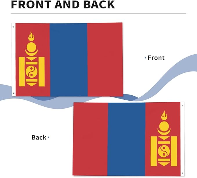 Mongolia Mongolian Flag Garden Yard House 2x3 ft Flags Double Sided Print Banner Indoor Outdoor Party Home Decorations for Boat Dorm House Balcony