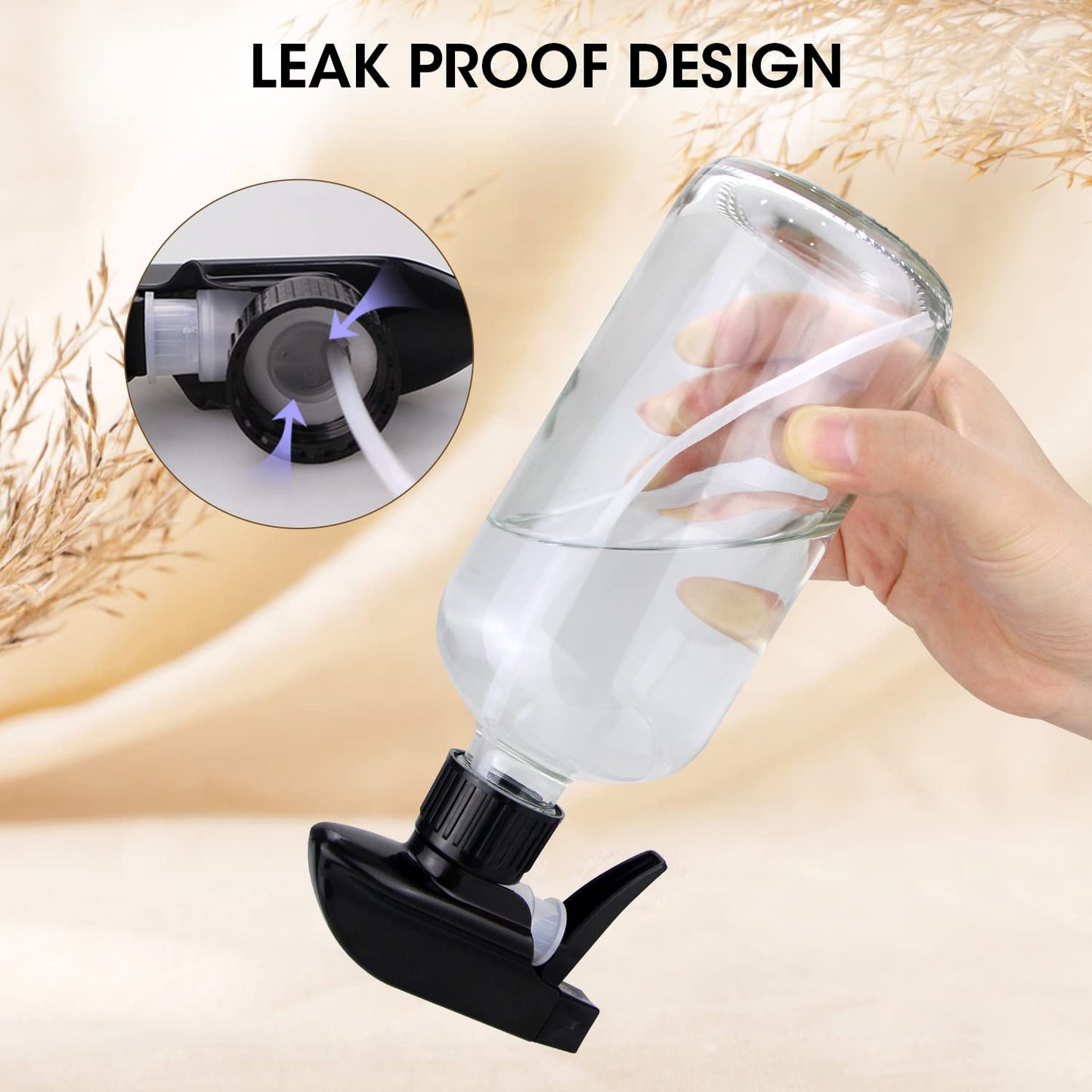 Wedama Glass Spray Bottles, 16 oz Glass Spray Bottles for Cleaning Solutions and Essential Oils, Refillable Empty Spray Bottle with Adjustable Nozzles for Alcohol, Plant and Hair Care (1 Pack)