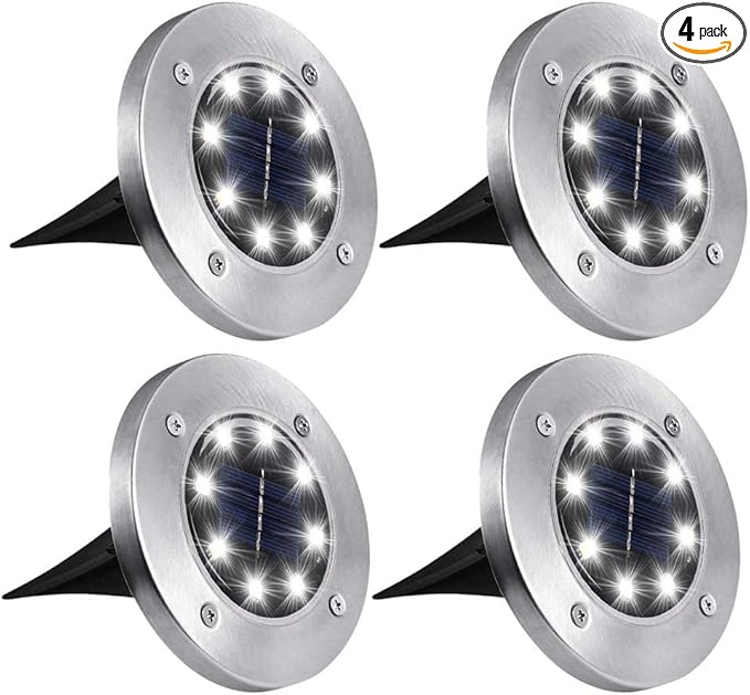 ZGWJ Solar Ground Lights,4 Pack Waterproof Solar Garden Lights, Upgraded Outdoor Garden Waterproof Bright in-Ground Lights, Landscape Lights for Pathway,Yard,Deck,Lawn,Patio,Walkway White