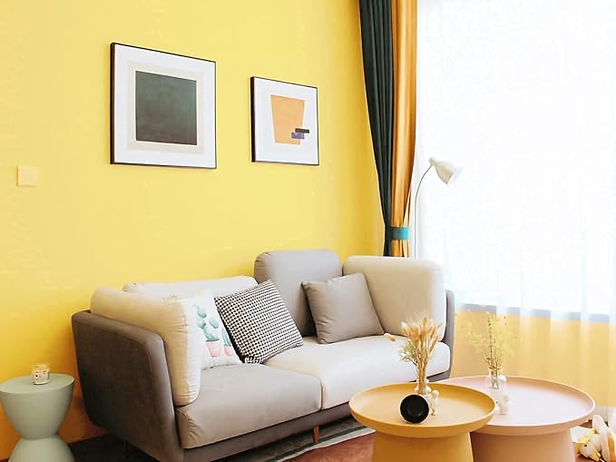 Dimoon 78.7''x17.7'' Yellow Peel and Stick Wallpaper Contact Paper Modern Self Adhesive Wall Paper Removable Renter Friendly Textured Solid Color Shelf Cabinet Vinyl Roll (78.7''x17.7'',Yellow)