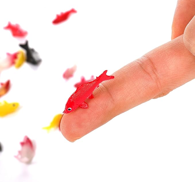 ZENFUN 50 Packs Mini Koi Fish, Cute Miniature Fish Fake Mini Fish Set, Plastic Small Koi Fish, Tiny Fish Model Bulk for Ornament Supplies, Cake Decoration, Fish Tank DIY, Fairy Garden Supplies