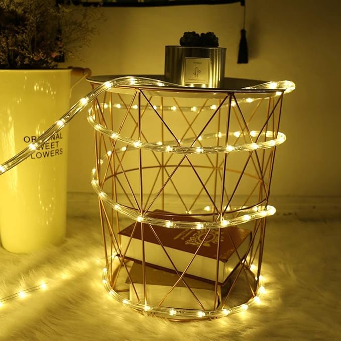 300 LED Solar Rope Lights Outdoor 99 FT Bright Solar Garden String Lights Durable 8 Modes Outdoor Fairy Lights Waterproof Solar Garden Decorative Lights for Fence Patio Decor (Warm)