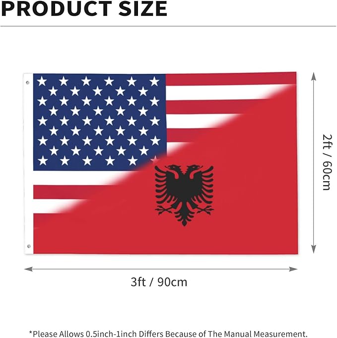 Vintage America Albania Albanian Flag Garden Yard House 2x3 ft Flags Double Sided Print Banner Indoor Outdoor Party Home Decorations for Boat Dorm House Balcony